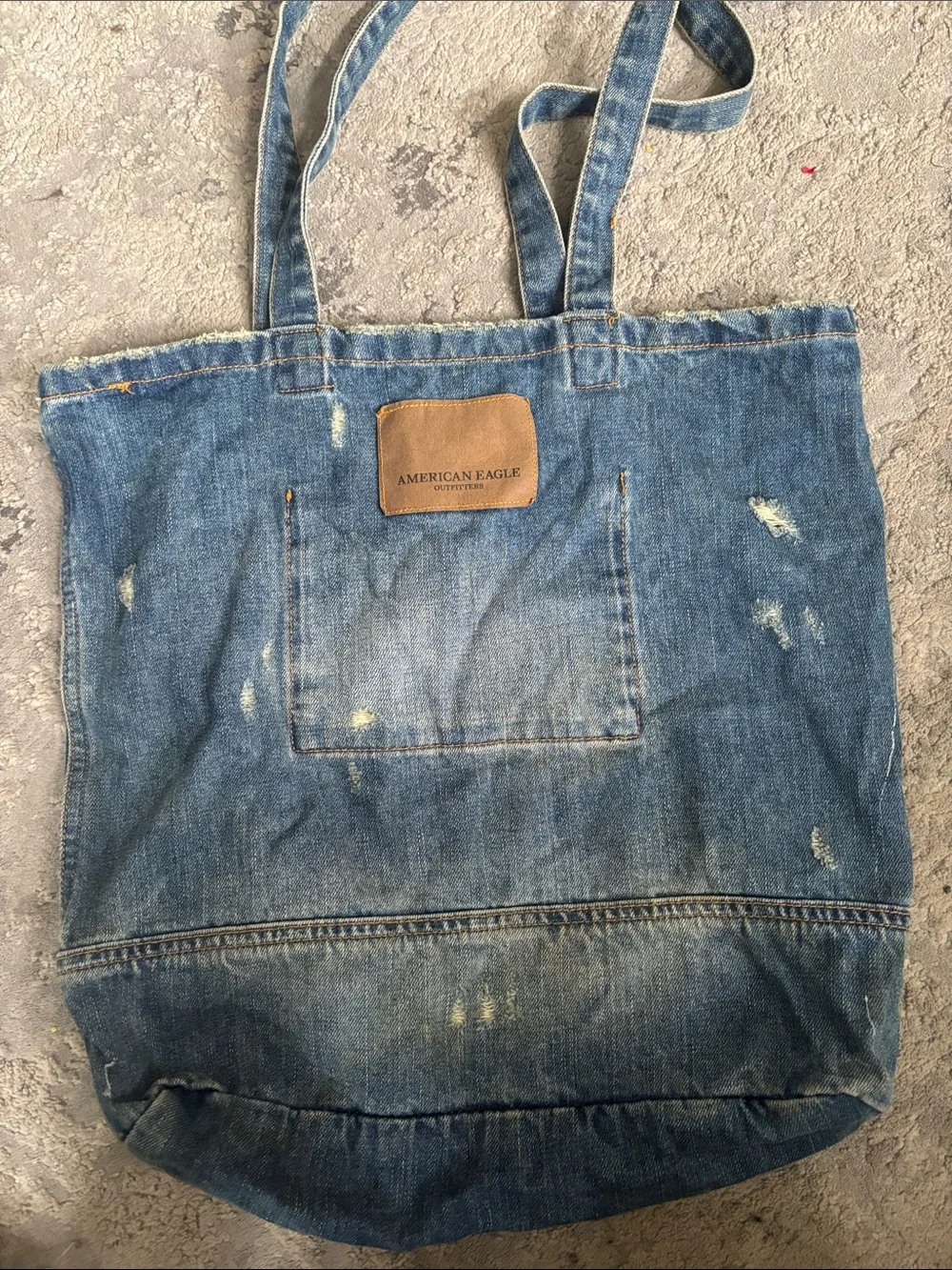 American Eagle Outfitters Distressed Denim Messenger Tote - Blue